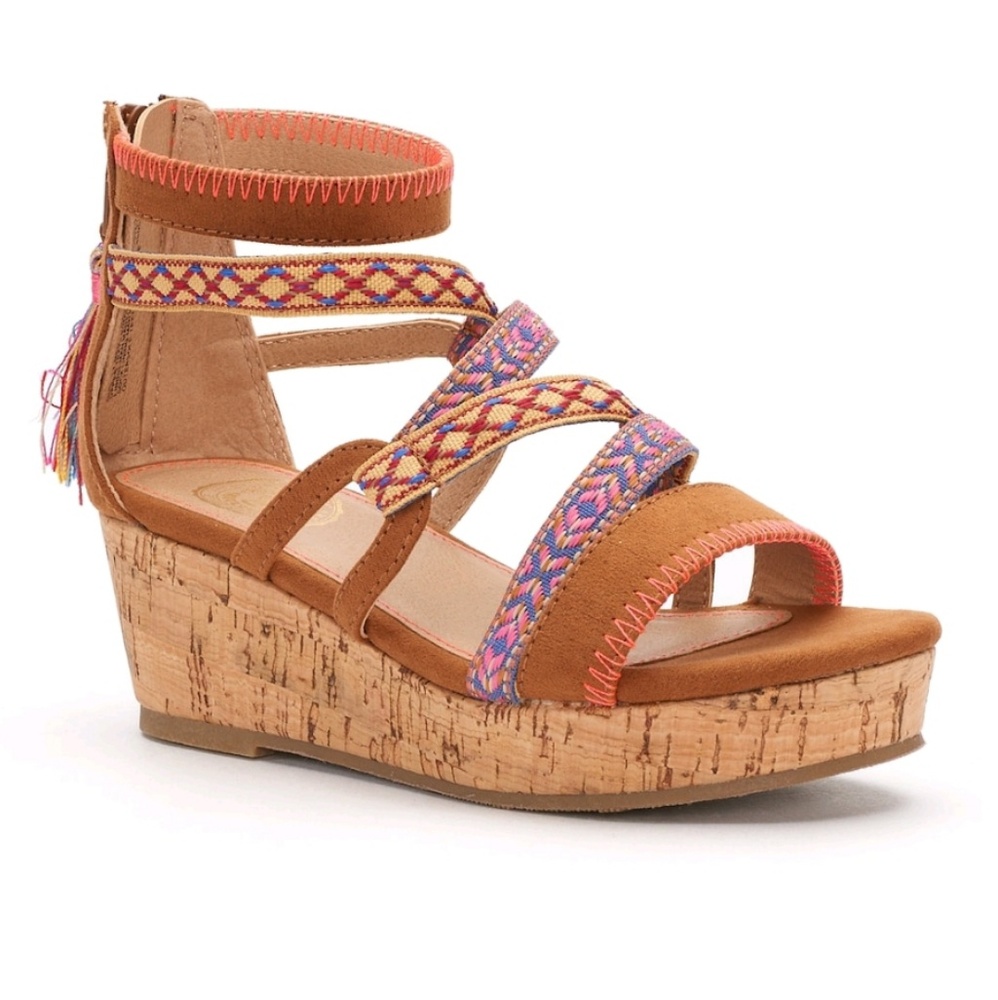 Girls size 3 SO tightrope wedge sandals